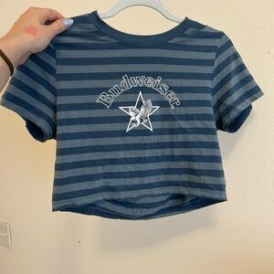 PacSun Blue Striped Cropped Tee